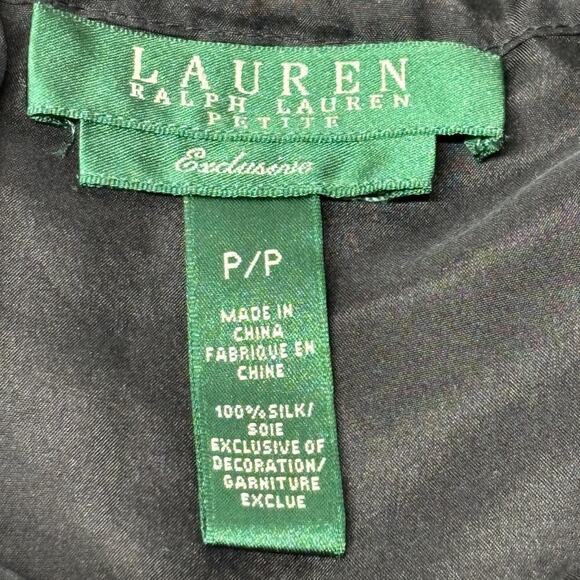 Lauren Ralph Lauren Blue Silk 3/4 Sleeve Drawstring Mini Dress Size XS - Picture 3 of 4